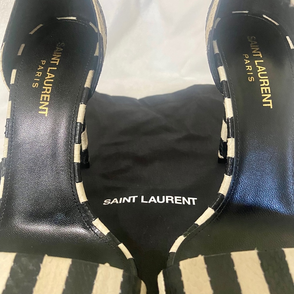 Saint Laurent Amber Ankle Strap Snakeskin Sandals NWT Size 38 - Picture 9 of 11